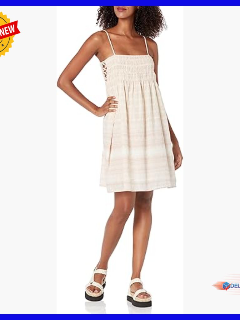 Cotton Smocked Mini Dress Casual Summer Square Neck